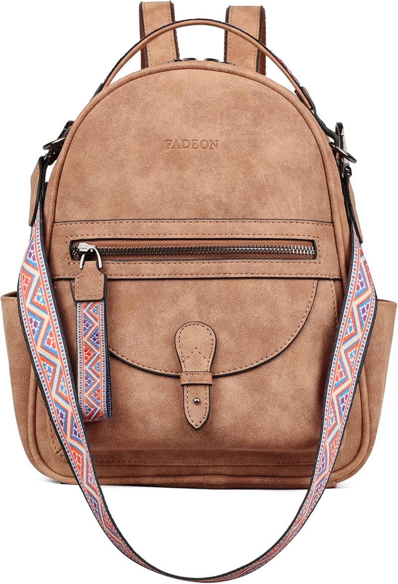 FADEON Mini Backpack Purse for Women, Designer Leather Cute Roomly Small Backpacks, Ladies Shoulder Backpack Fashion Handbag - Image 1